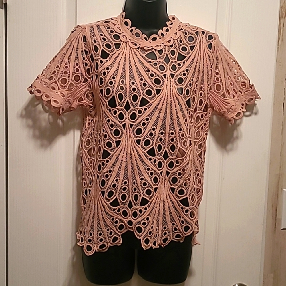 Spoon Jeans pink see-through shirt. SIZE SMALL